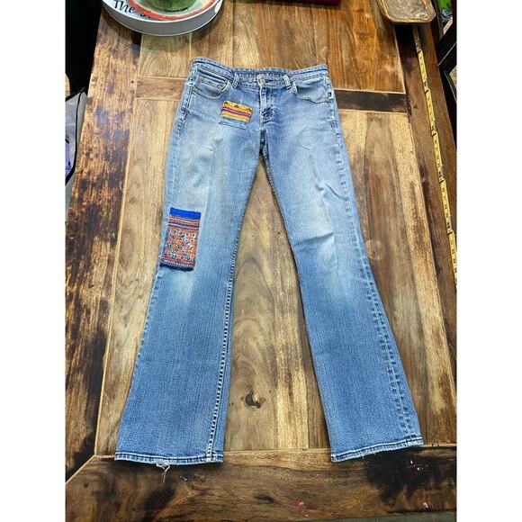 Levi's Premium Blue Mid Rise Superlow Bootcut Jeans Size 29M - Picture 1 of 4